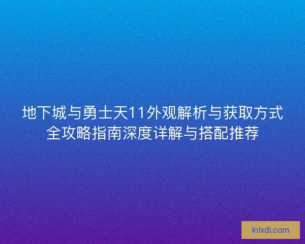 地下城与勇士天11外观解析与获取方式全攻略指南深度详解与搭配推荐