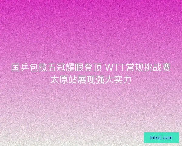 国乒包揽五冠耀眼登顶 WTT常规挑战赛太原站展现强大实力