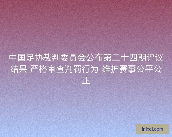 中国足协裁判委员会公布第二十四期评议结果 严格审查判罚行为 维护赛事公平公正